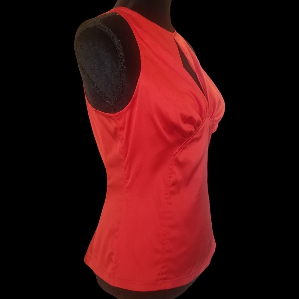 Authentic Gianni Versace Red/Orange Sleeveless Silk Blend Top M/8 - Picture 2 of 12